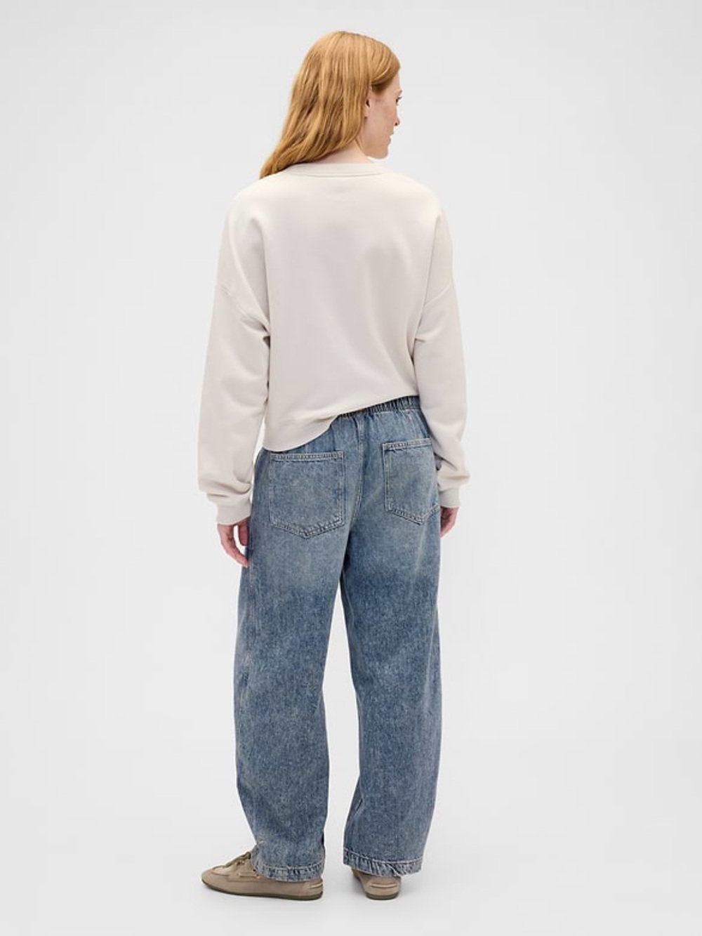 GAP Supersoft Pull On Barrel Leg Jean Light Wash Size large short - Picture 3 of 11
